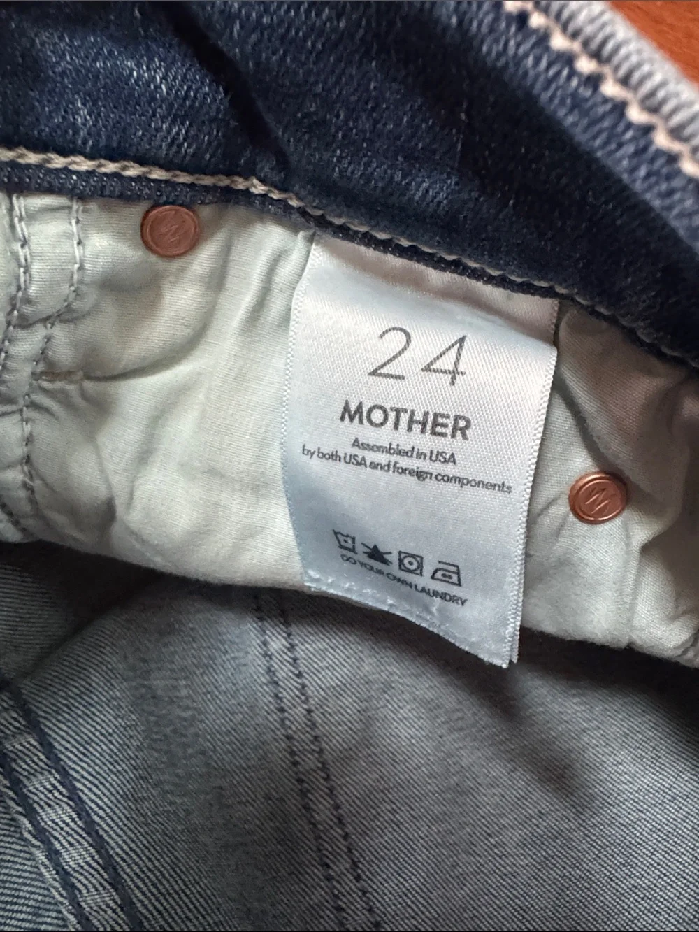 NWT MOTHER the mid rise dazzler ankle skinny Jeans in Faded Blue Wash Sz 24
